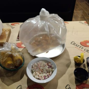 Crafty Crab - Steamer bag of shrimp, with sides of cole slaw and corn - Seafood Near Me - Raleigh, North Carolina Crafty Crab - Steamer bag of shrimp, with sides of cole slaw and corn - Seafood Near Me - Raleigh, North Carolina