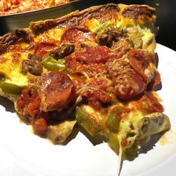 Deep Dish Chicago style, not a thick crust, but thick fillings.