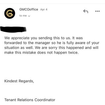 Guenther Property Management - The reply from Guenther confirming the illegal entry. - Property Management Near Me - Spokane, Washington