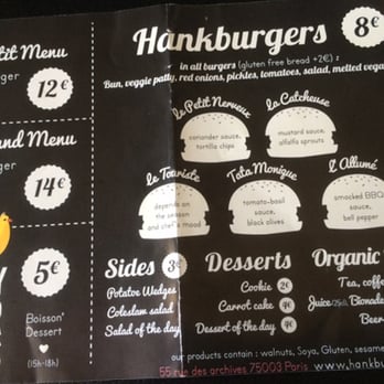Hank Burger Paris Archives - The menu in English. - Burgers Near Me - Paris, 75