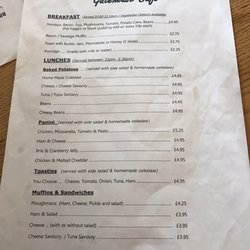 Gatehouse Cafe - Menu, pg. 1