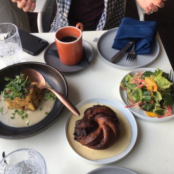 Nina May - Babka in eggnog sauce, summer salad, fluffy egg dish with oyster - New American Near Me - Washington, DC, District of Columbia