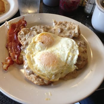 Thumbs Up Diner - Mushroom, onion and sausage gravy and biscuits w/ 2 eggs - Diners Near Me - Roswell, Georgia