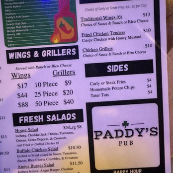Paddy's Pub - Menu - Pubs Near Me - Altamonte Springs, Florida