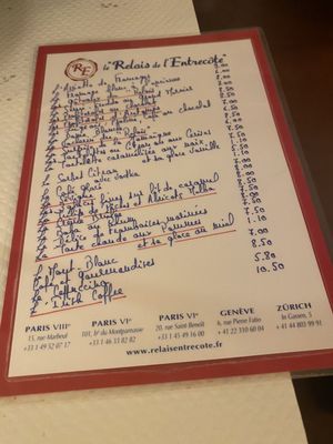 Menu photo 5 Le Relais de l'Entrecôte Paris, 75 Menu photo 5 Le Relais de l'Entrecôte Paris, 75