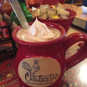 Over Easy Cafe - Hot chocolate.  Adorable mugs!  We had to buy one to take home - Breakfast & Brunch Near Me - Sanibel, Florida