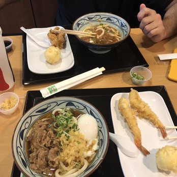 Marugame Udon - Nikutama Udon with shrimp tempura on the side - Japanese Near Me - Honolulu, Hawaii Marugame Udon - Nikutama Udon with shrimp tempura on the side - Japanese Near Me - Honolulu, Hawaii