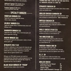 Fountains Tavern - Menu