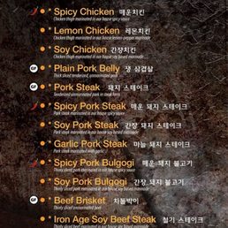 Dinner menu Dinner menu