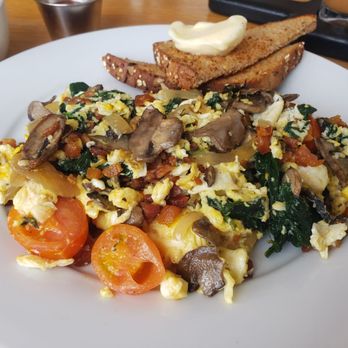 The Nest: A Brunch Joint - Veggie scramble with bacon - Breakfast & Brunch Near Me - Bellflower, California The Nest: A Brunch Joint - Veggie scramble with bacon - Breakfast & Brunch Near Me - Bellflower, California
