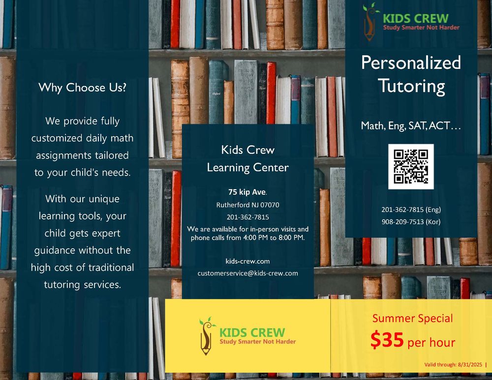 Kids Crew Learning Center - reading tutor in Rutherford, NJ