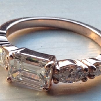 Prestige Jewelry - 14K rose gold, emerald cut center stone, w/marquis side stones - Jewelry Near Me - Sonoma, California Prestige Jewelry - 14K rose gold, emerald cut center stone, w/marquis side stones - Jewelry Near Me - Sonoma, California