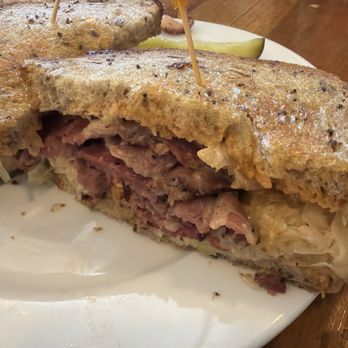 Jongewaard's Bake n Broil - Cross section of the Pastrami Reuben. - American Near Me - Long Beach, California Jongewaard's Bake n Broil - Cross section of the Pastrami Reuben. - American Near Me - Long Beach, California
