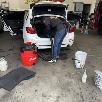Miami's Auto Spa - My car trunk getting shampooed. Waaaay overpriced for the work that was done. - Car Wash Near Me - Torrance, California