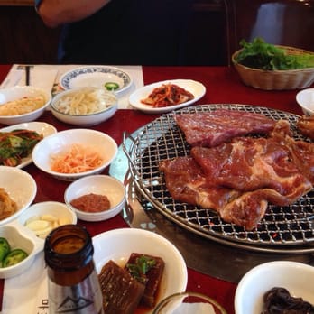 Mapo BBQ - All of these little dishes were toppings for the meat. Everything was so delicious! - Korean Near Me - Flushing, New York