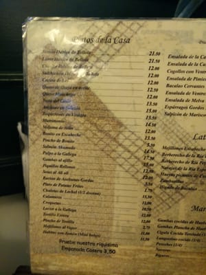 Menu photo 8 Cervantes Madrid, M Menu photo 8 Cervantes Madrid, M