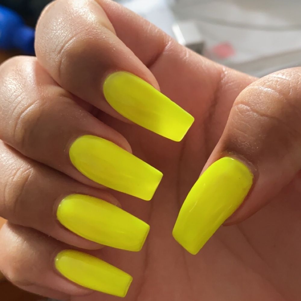 Perfect Nails - neon yellow acrylics - Waxing Near Me - Cumberland, Rhode Island Perfect Nails - neon yellow acrylics - Waxing Near Me - Cumberland, Rhode Island