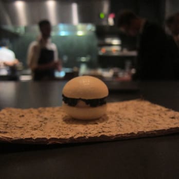 Atera - Beer and Buttermilk Macaron with American Sturgeon Caviar and Crème Fraiche - New American Near Me - New York, New York Atera - Beer and Buttermilk Macaron with American Sturgeon Caviar and Crème Fraiche - New American Near Me - New York, New York