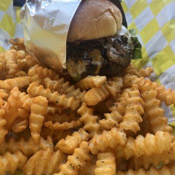 Kickin Bites - Mushroom burger with fries - Chicken Wings Near Me - Columbus, Georgia