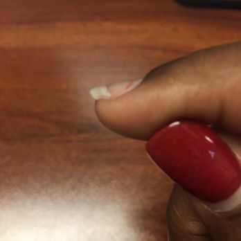 Mega Nails Roswell - you can see how the filing takes a dip at the red line. overfilled nail. - Nail Salons Near Me - Alpharetta, Georgia Mega Nails Roswell - you can see how the filing takes a dip at the red line. overfilled nail. - Nail Salons Near Me - Alpharetta, Georgia