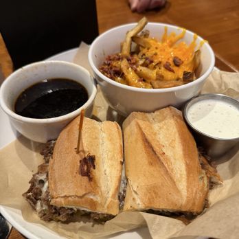 Flips Patio Grill - French Dip with loaded fries - Sports Bars Near Me - Fort Worth, Texas Flips Patio Grill - French Dip with loaded fries - Sports Bars Near Me - Fort Worth, Texas