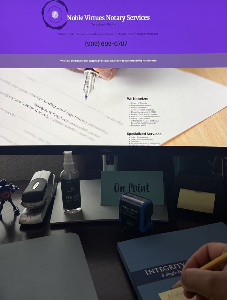 NOBLE VIRTUES NOTARY SERVICES Updated September 2024 Rancho