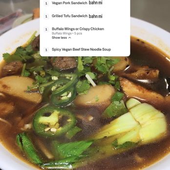 VeggiEAT - Spicy Vegan Beef Stew Noodle Soup - Vegetarian Near Me - Henderson, Nevada VeggiEAT - Spicy Vegan Beef Stew Noodle Soup - Vegetarian Near Me - Henderson, Nevada