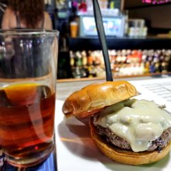 The Thirsty Lizard Bar + Grill + Events - My Octoberfest beer with mushroom Swiss burger