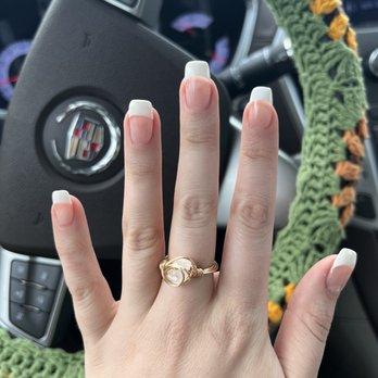 Bella Nail Salon - Square white French tip acrylic nails - Nail Salons Near Me - Jacksonville, Florida