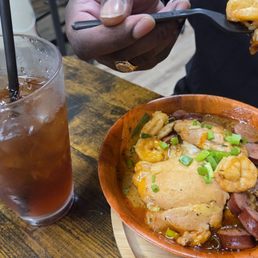 His gumbo and sweet tea