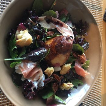 Restaurant 917 - Roasted Pearl salad $13 I am not to eat sweet salads but it was really good, pearl is stuffed with burratta cheese. - New American Near Me - Carson, California