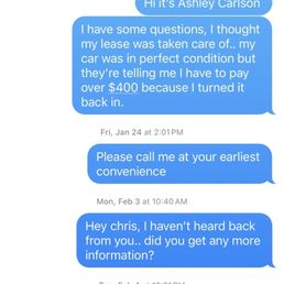 Multiple attempts to contact my sales rep about a month after I bought a car from them. Multiple attempts to contact my sales rep about a month after I bought a car from them.