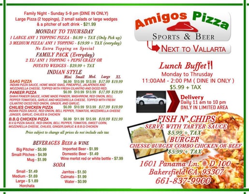 Menu photo 2 Amigo's Pizza Bakersfield, CA