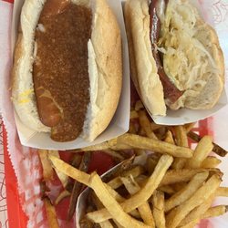 Deerhead Hot Dogs - Hotdog, Smokey hot beef sausage, fries