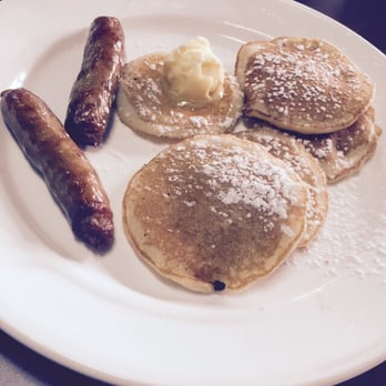 Rey's Little Kitchen - 5 mini pancakes with sausage for my mini me .. Way too expensive for the amount of food - Breakfast & Brunch Near Me - Whittier, California