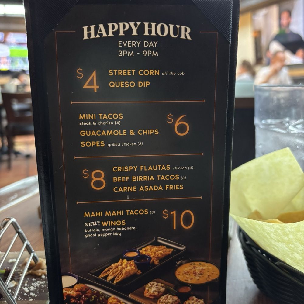 Happy hour food menu
