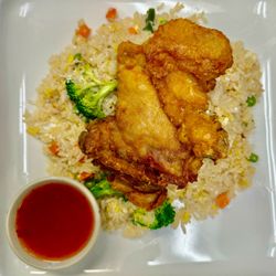 Thai Garden - Fried rice with fried chicken.