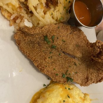 Batter & Berries - B B Cheese Crusted Hash Browns Fried catfish Eggs (2) - Breakfast & Brunch Near Me - Chicago, Illinois