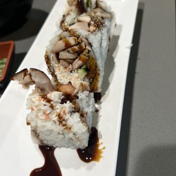 Sapporo Sushi - Chicken teriyaki roll (falling apart and not a good combo) - Sushi Bars Near Me - Murrieta, California