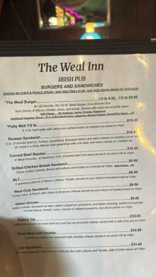 Menu photo 1 The Weal Inn Highland, MI