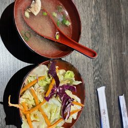 Ah-So Sushi & Steak - Soap and salad