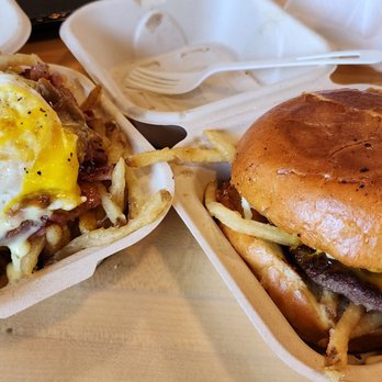 Egghole - Morning after fries with some add ons and brunch burger with some add ons - Breakfast & Brunch Near Me - Kent, Washington Egghole - Morning after fries with some add ons and brunch burger with some add ons - Breakfast & Brunch Near Me - Kent, Washington