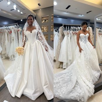 Elegance By Roya Bridal Atelier - At the store trying on dresses - Bridal Near Me - Vienna, Virginia