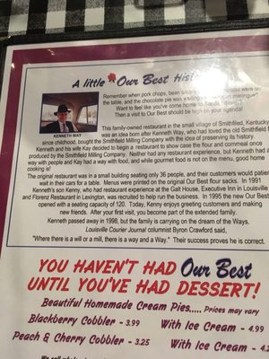 Menu photo 6 Our Best Smithfield, KY