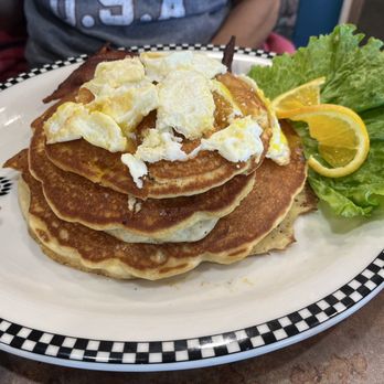 Black Bear Diner Tonopah - The Volcano. 3 pancakes, 2 link sausages, 2 slices of bacon, 2 eggs. - Diners Near Me - Tonopah, Arizona Black Bear Diner Tonopah - The Volcano. 3 pancakes, 2 link sausages, 2 slices of bacon, 2 eggs. - Diners Near Me - Tonopah, Arizona