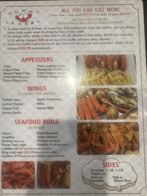 Menu photo 2 Dummy Crabby Tampa, FL