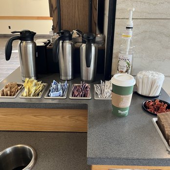 Panera Bread - Self service sugar and cane syrup and almond milk and other creamers - Salad Near Me - Mt Dora, Florida