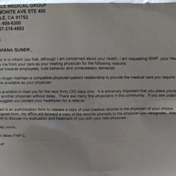 Eastvale Medical Group - letter from doctor Kristian Miles