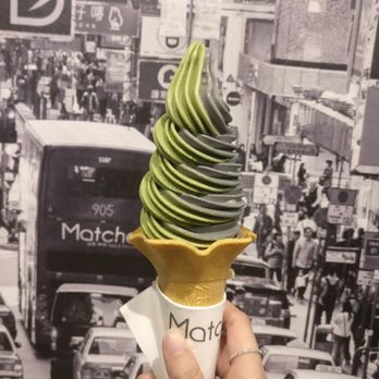 Matcha Tea & Dessert - Matcha charcoal swirl. Charcoal isn't black like pictures?! - Desserts Near Me - Markham, Ontario