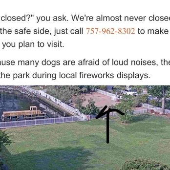 Petas Bea Arthur Dog Park - The arrow is pointing to the small dog area - Dog Parks Near Me - Norfolk, Virginia